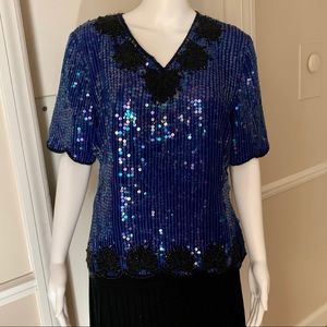 Blue Beaded Blouse